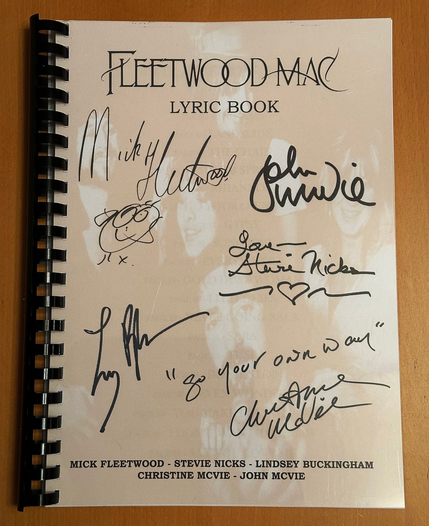 FLEETWOOD MAC Signed Lyric Book, Birthday Gift, Music Gift, Band, Pop Music, Stevie Nicks, 70's, 80's, Present