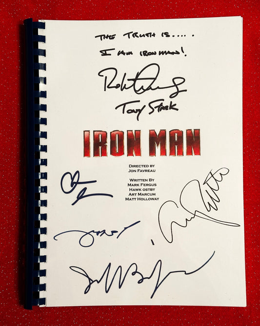 IRON MAN Signed Movie Script, Birthday Gift, Movie Gift, Film Script, Screenplay, Autographs, Marvel, Tony Stark