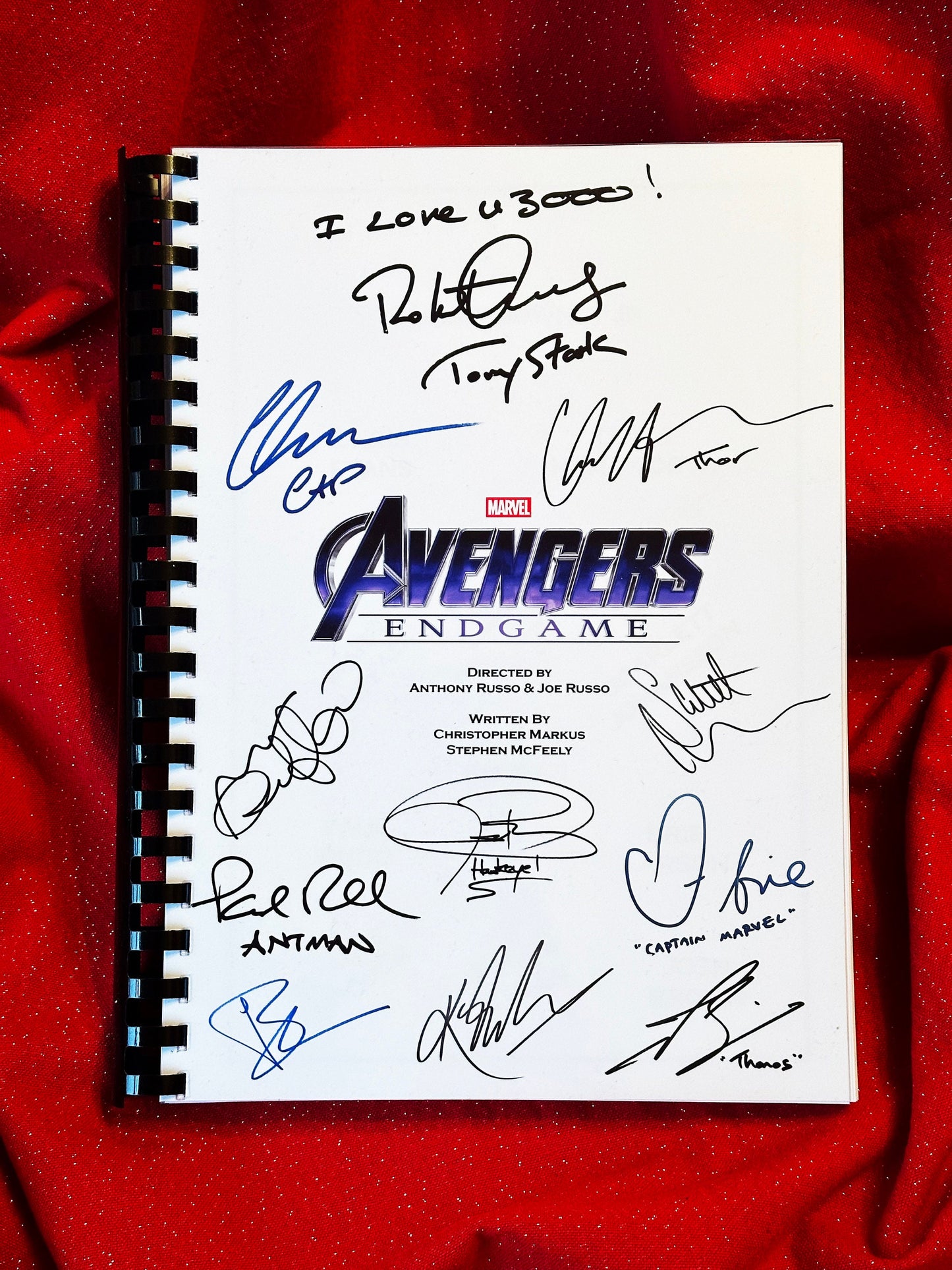 AVENGERS ENDGAME Movie Script, Birthday Gift, Movie Gift, Film Script, Screenplay, Autographs, Marvel, Tony Stark