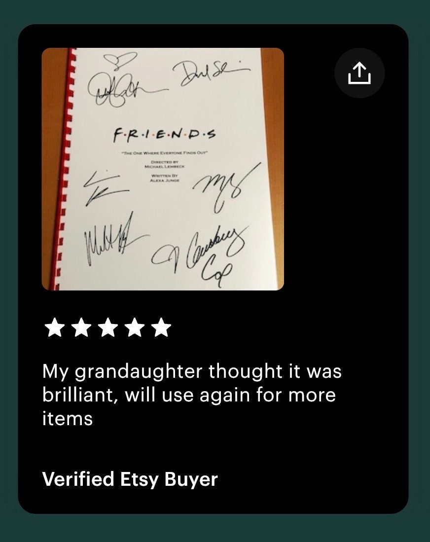 FRIENDS The One Where They All Turn Thirty Signed Script, Present, Birthday Gift, Movie Gift, Film Script, Film Present, Movies, Cinema