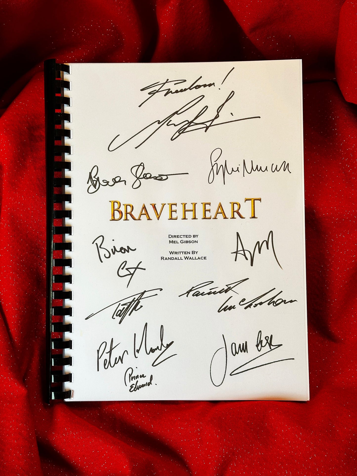 BRAVEHEART Signed Movie Script, Birthday Gift, Movie Gift, Film Script, Screenplay, Autographs