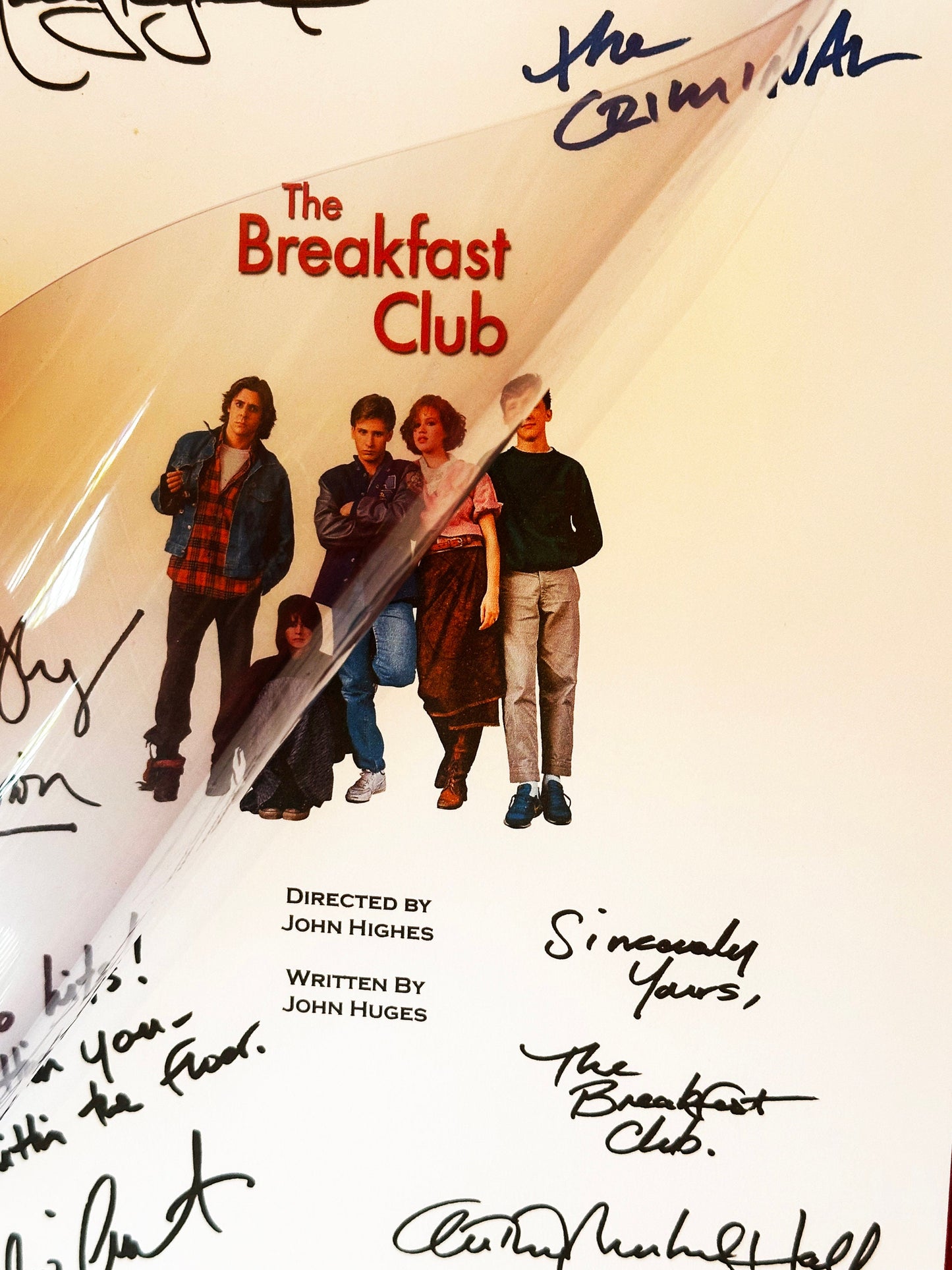 THE BREAKFAST CLUB Signed Movie Script, Movie Present, Birthday Gift, Movie Gift, Film Script, Film Present, Movies, 80's, Brat Pack, Brats