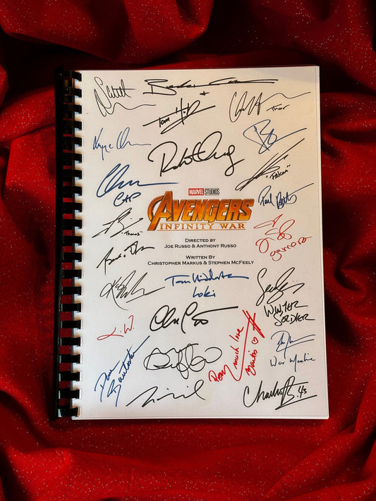 AVENGERS INFINITY WAR Signed Movie Script, Movie Present, Birthday Gift, Movie Gift, Film Script, Film Present, Movies, Robert Downey