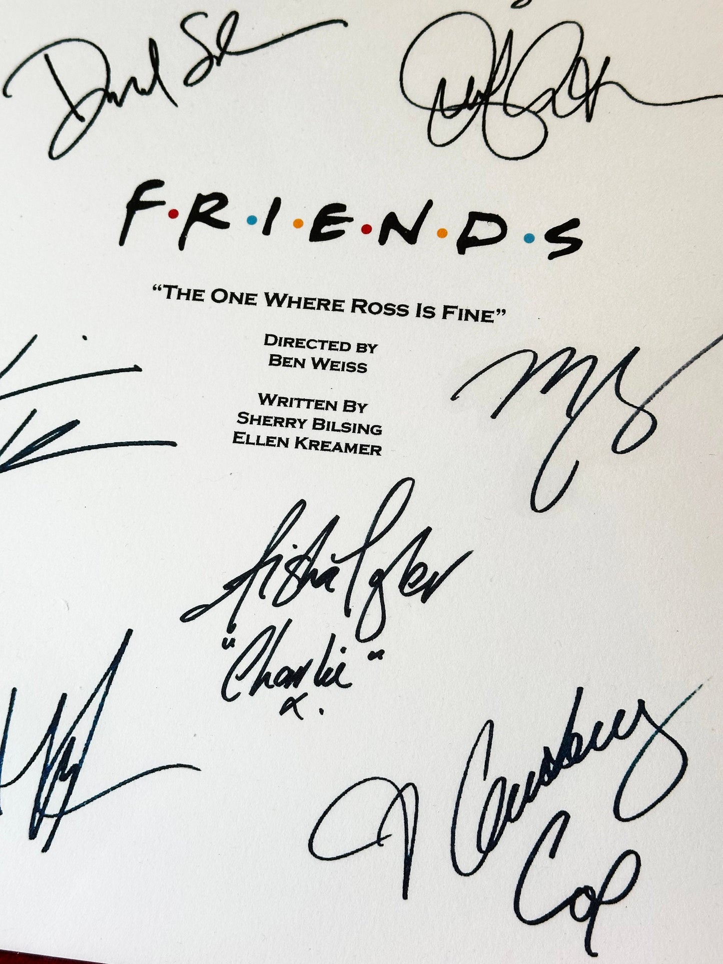 FRIENDS The One Where Ross Is Fine Signed TV Script, Present, Birthday Gift, Movie Gift, Film Script, Film Present, Movies, Cinema