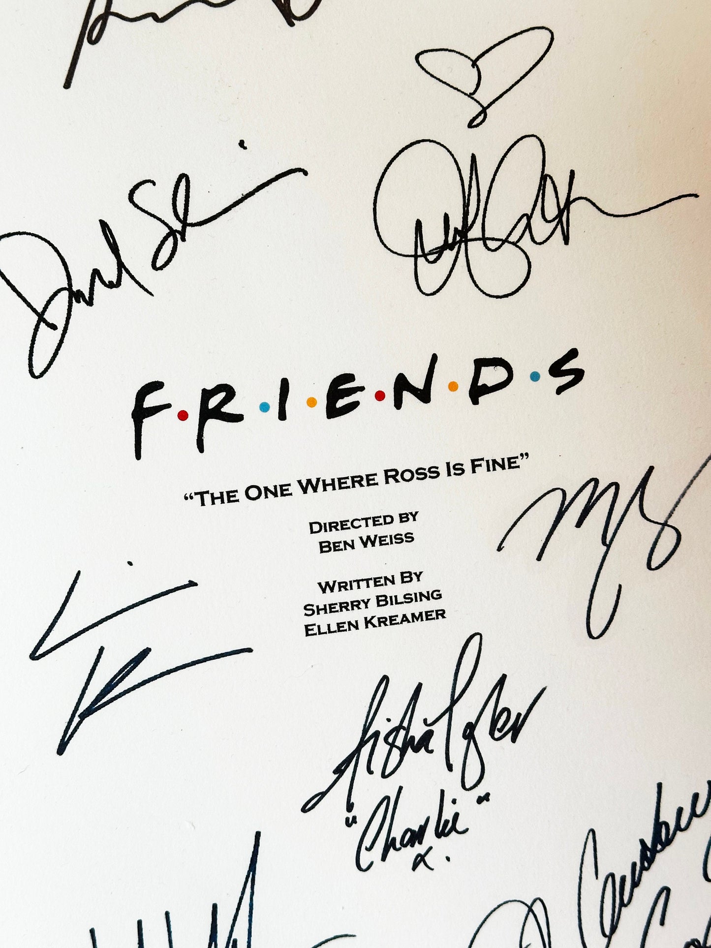 FRIENDS The One Where Ross Is Fine Signed TV Script, Present, Birthday Gift, Movie Gift, Film Script, Film Present, Movies, Cinema