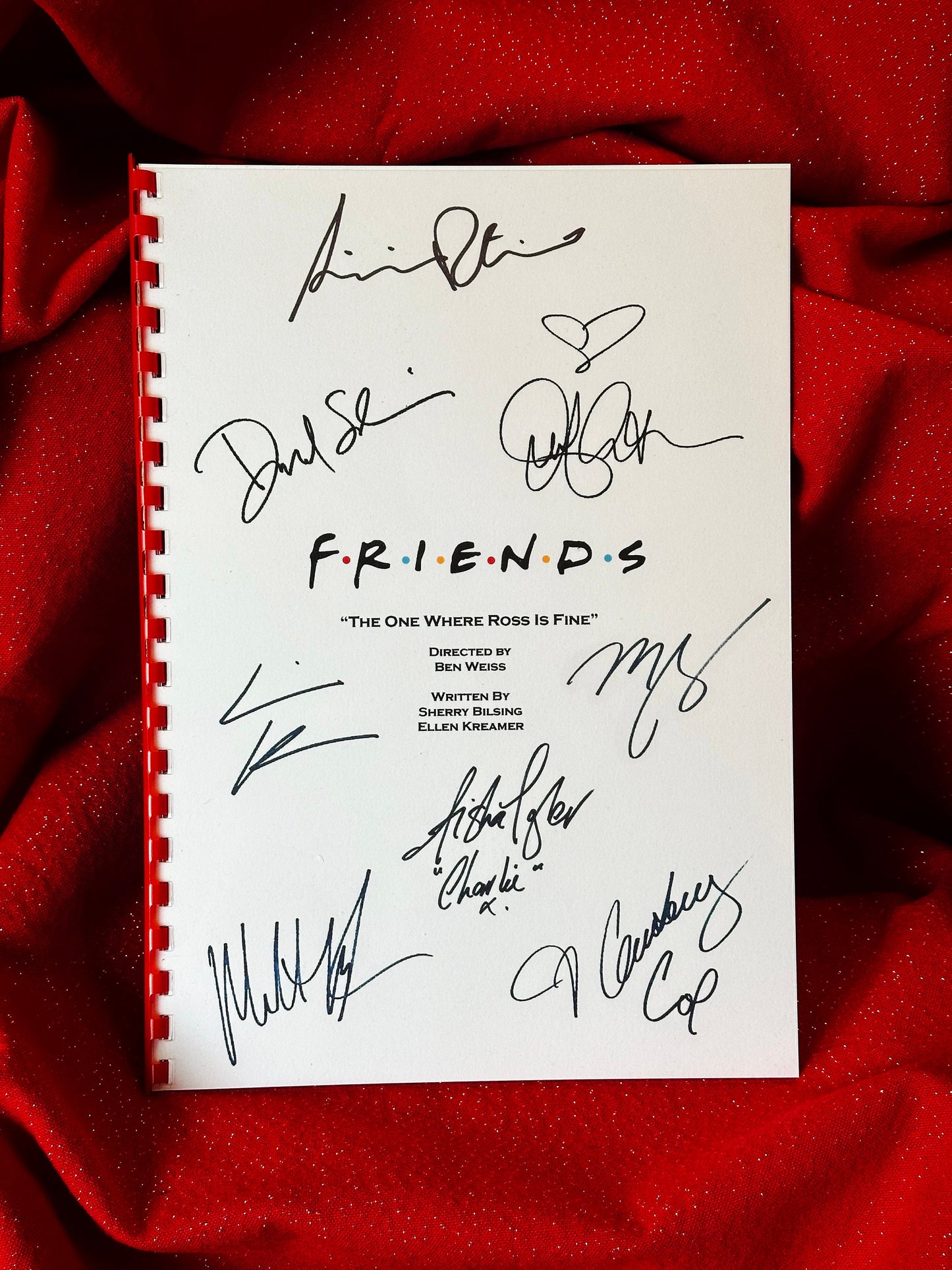 FRIENDS The One Where Ross Is Fine Signed TV Script, Present, Birthday Gift, Movie Gift, Film Script, Film Present, Movies, Cinema