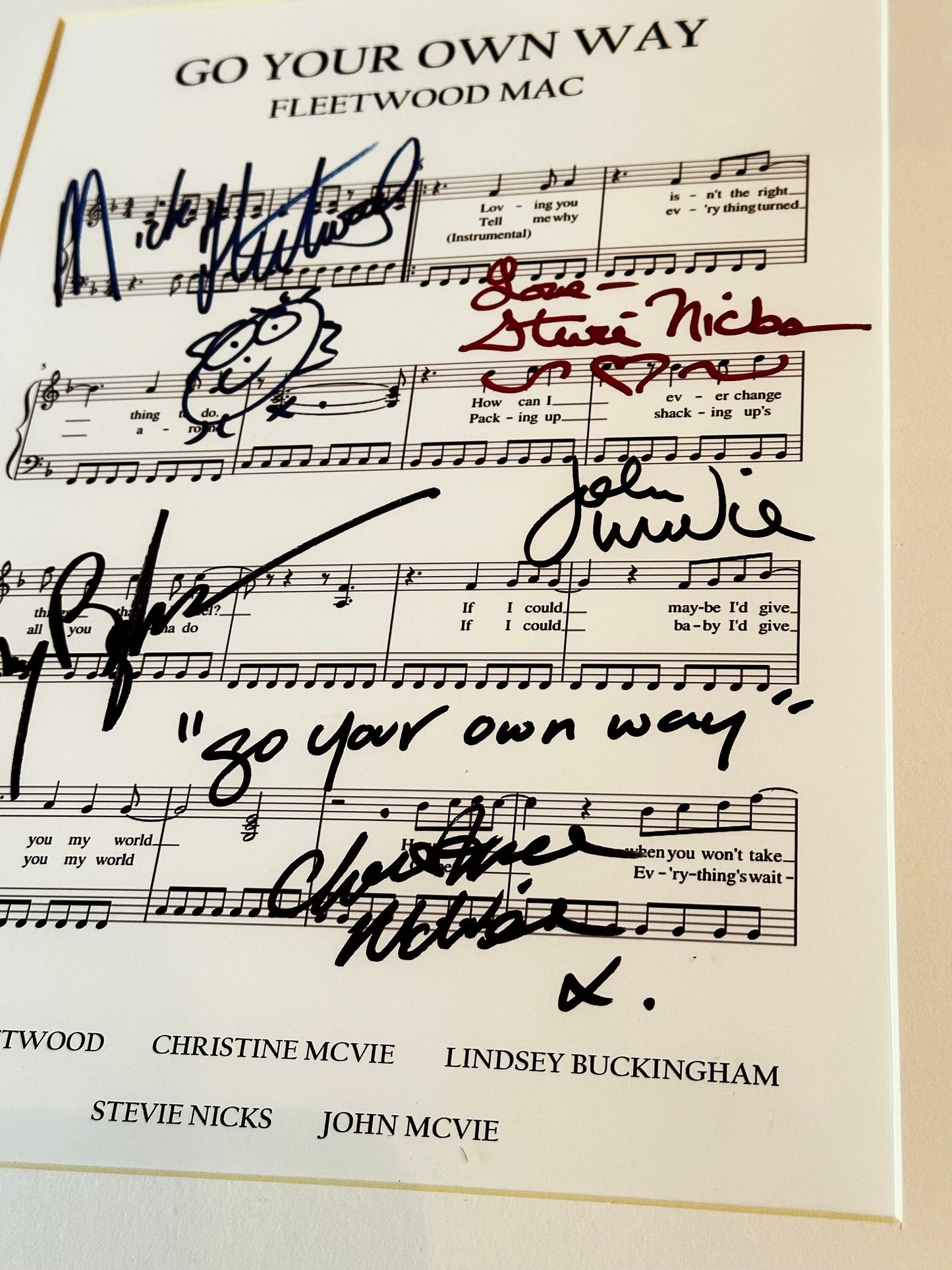 FLEETWOOD MAC Signed & Framed Sheet Music, Autographs, Go Your Own Way, Stevie Nicks, Birthday Gift, Music Gift, Band, Pop Music, 70's, 80's