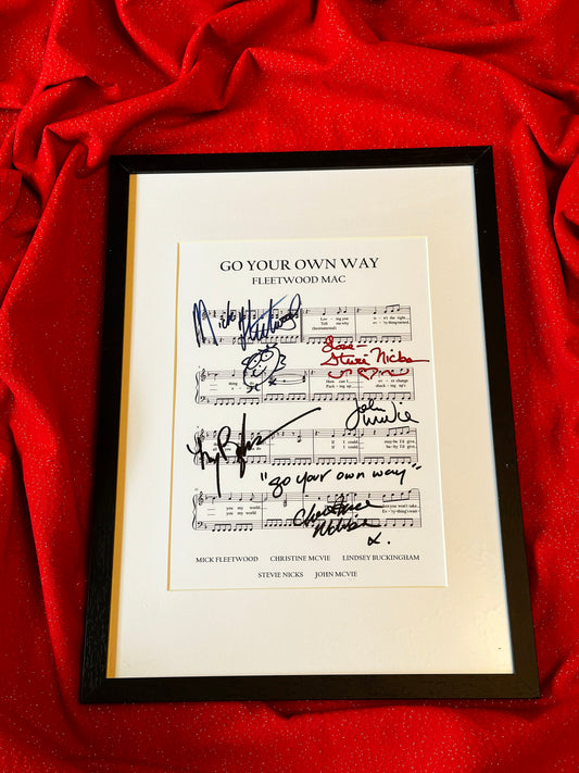 FLEETWOOD MAC Signed & Framed Sheet Music, Autographs, Go Your Own Way, Stevie Nicks, Birthday Gift, Music Gift, Band, Pop Music, 70's, 80's