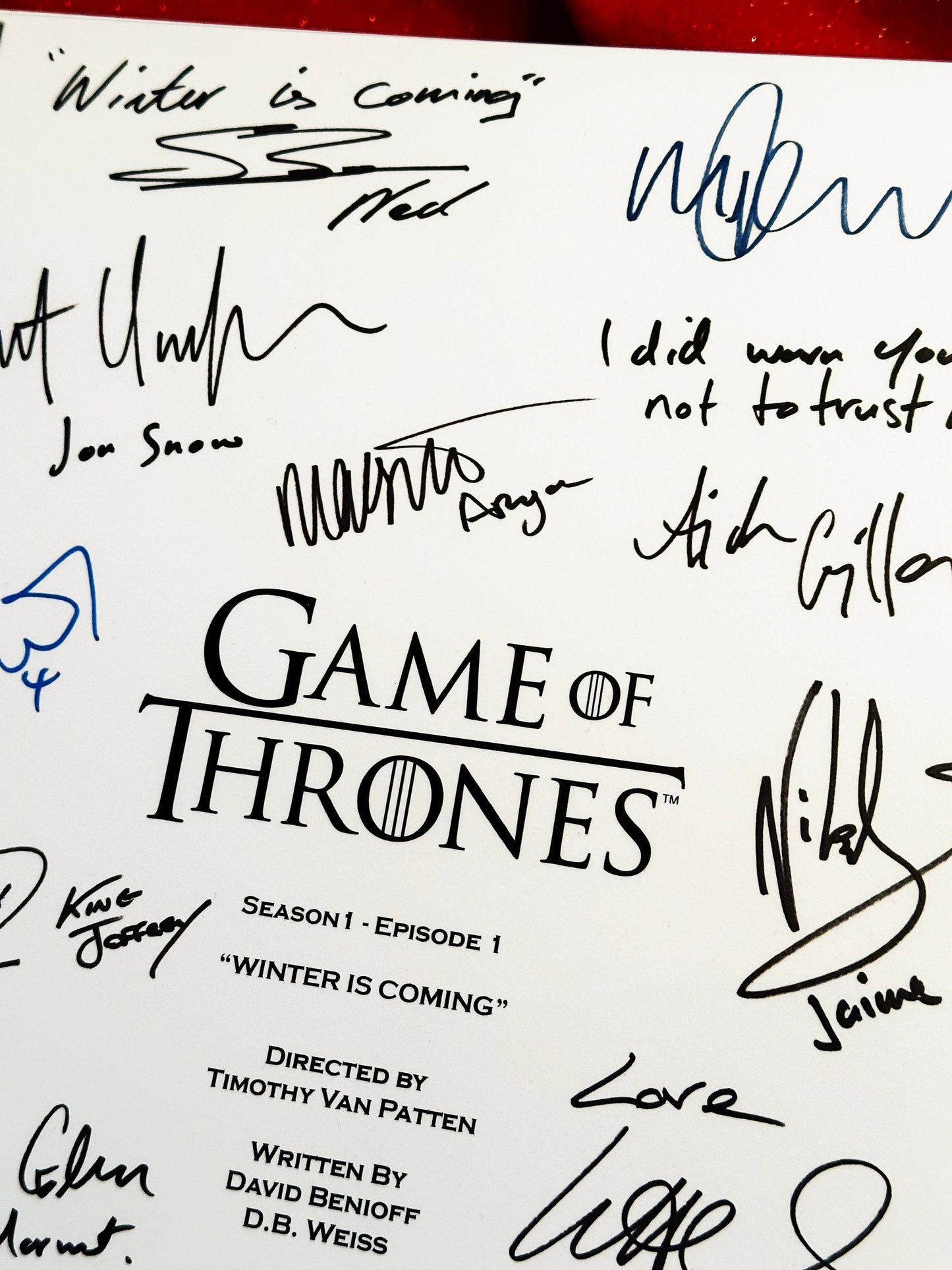 GAME OF THRONES Signed Script, Birthday Gift, Movie Gift, Film, Screenplay, Stark, Jon Snow, Present, Cinema