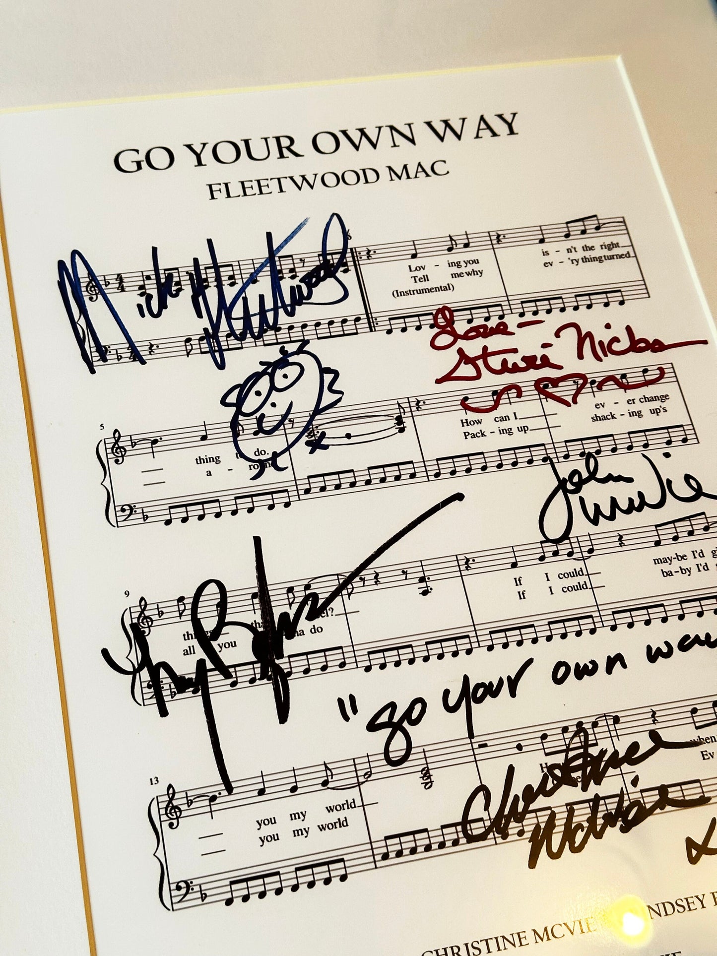 FLEETWOOD MAC Signed & Framed Sheet Music, Autographs, Go Your Own Way, Stevie Nicks, Birthday Gift, Music Gift, Band, Pop Music, 70's, 80's