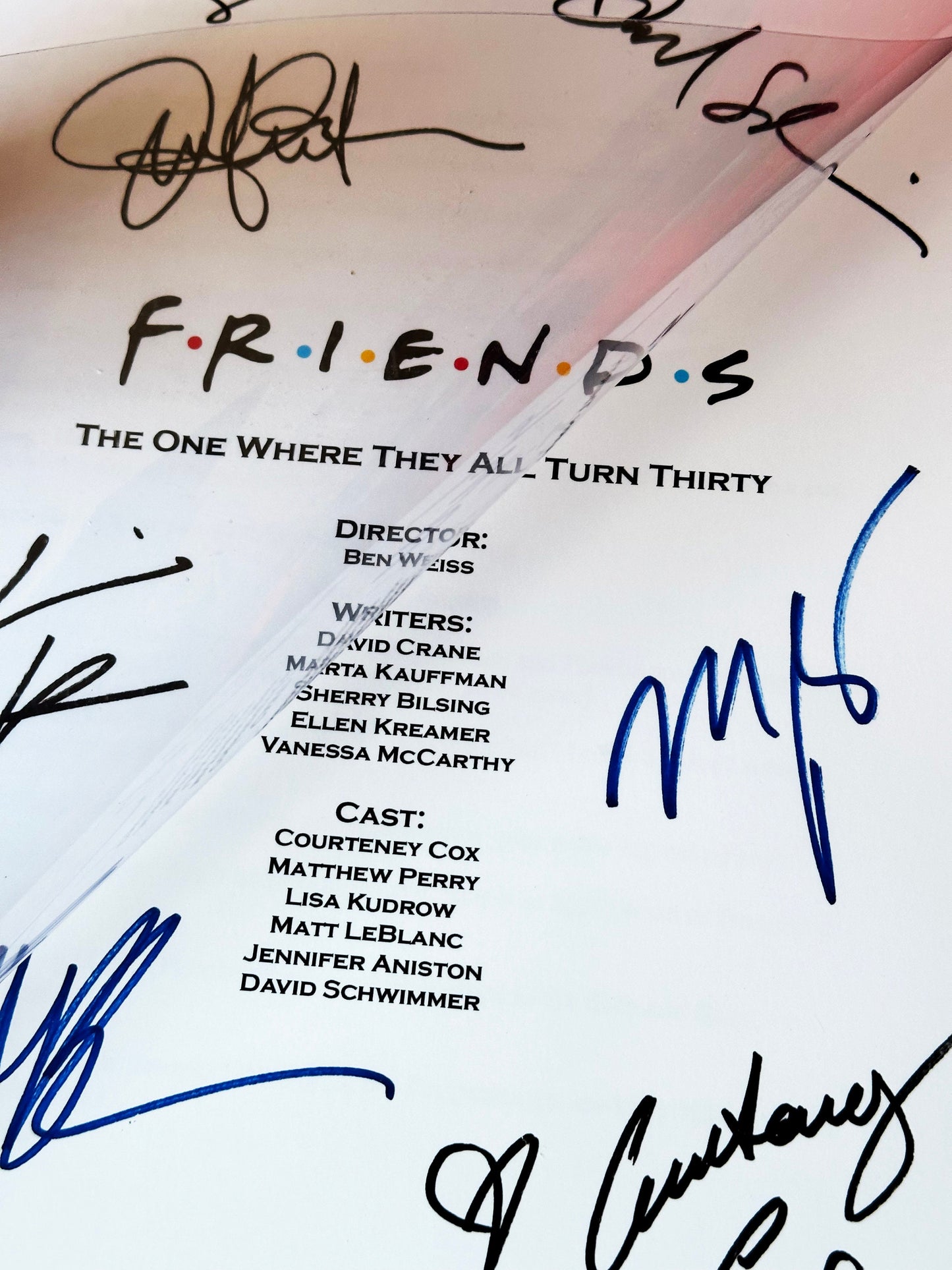 FRIENDS The One Where They All Turn Thirty Signed Script, Present, Birthday Gift, Movie Gift, Film Script, Film Present, Movies, Cinema