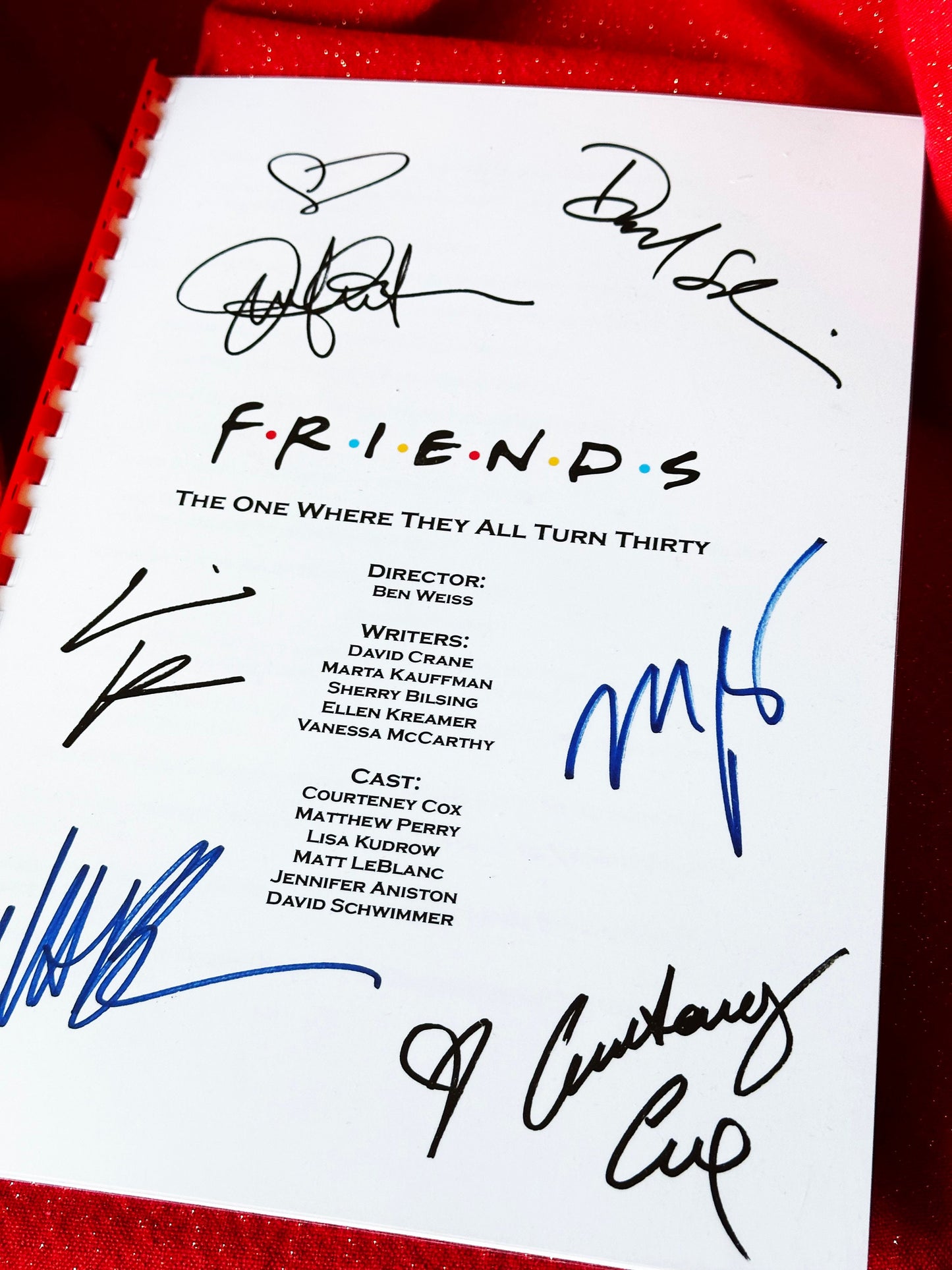 FRIENDS The One Where They All Turn Thirty Signed Script, Present, Birthday Gift, Movie Gift, Film Script, Film Present, Movies, Cinema