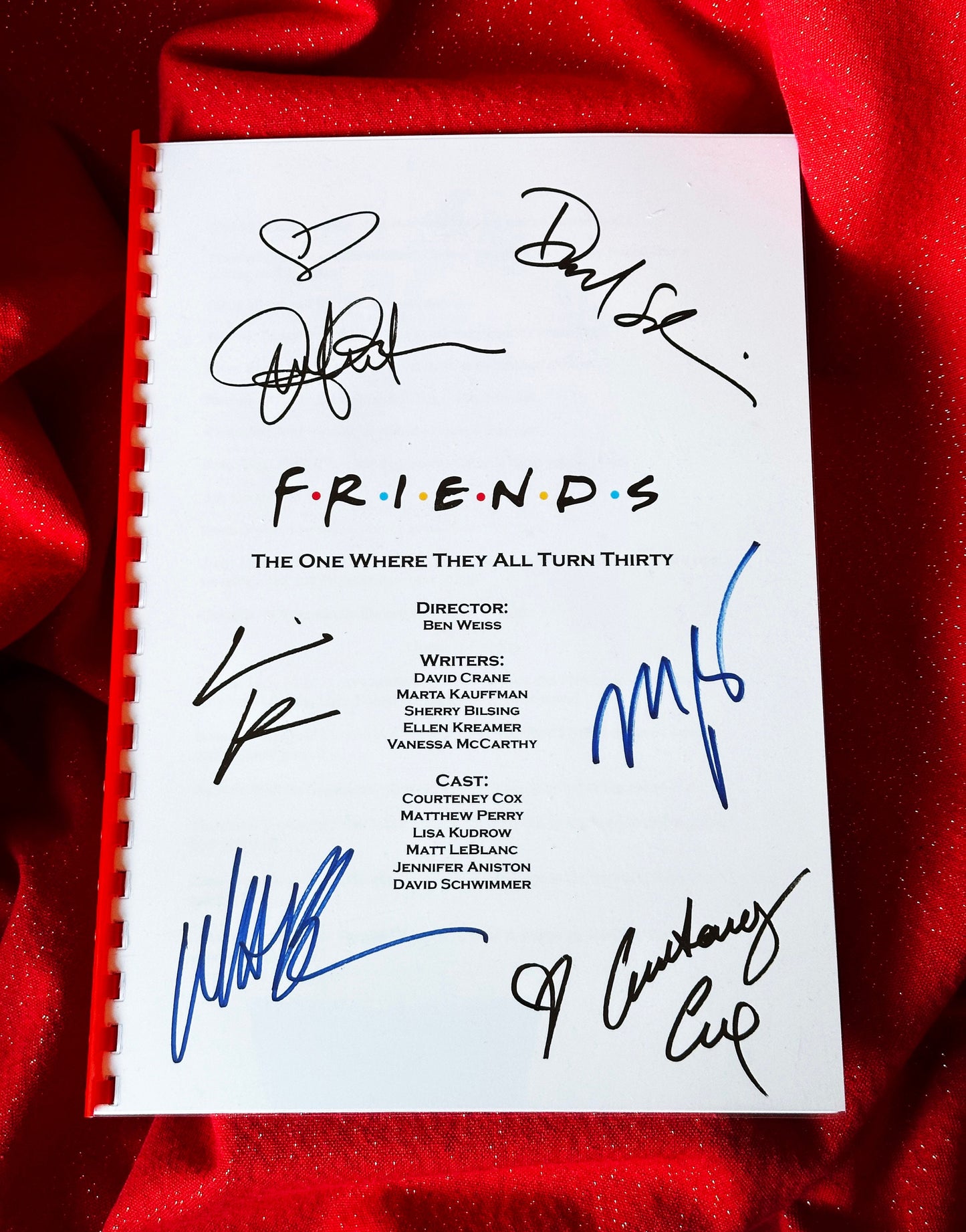 FRIENDS The One Where They All Turn Thirty Signed Script, Present, Birthday Gift, Movie Gift, Film Script, Film Present, Movies, Cinema