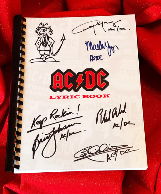 AC/DC Lyric Book, Birthday Gift, Movie Gift, Songs, Rock, ACDC, Heavy Metal, Band