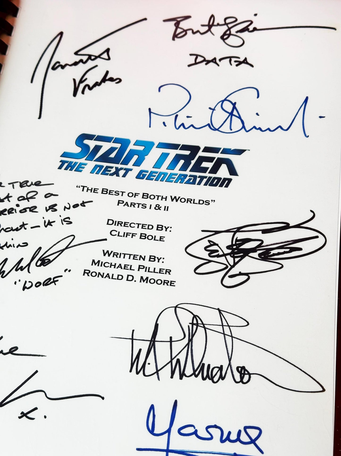 STAR TREK The Next Generation, The Best Of Both Worlds Part 1 & 2 Combined, Signed Script, Birthday Gift, Movie, Film, Screenplay, Picard