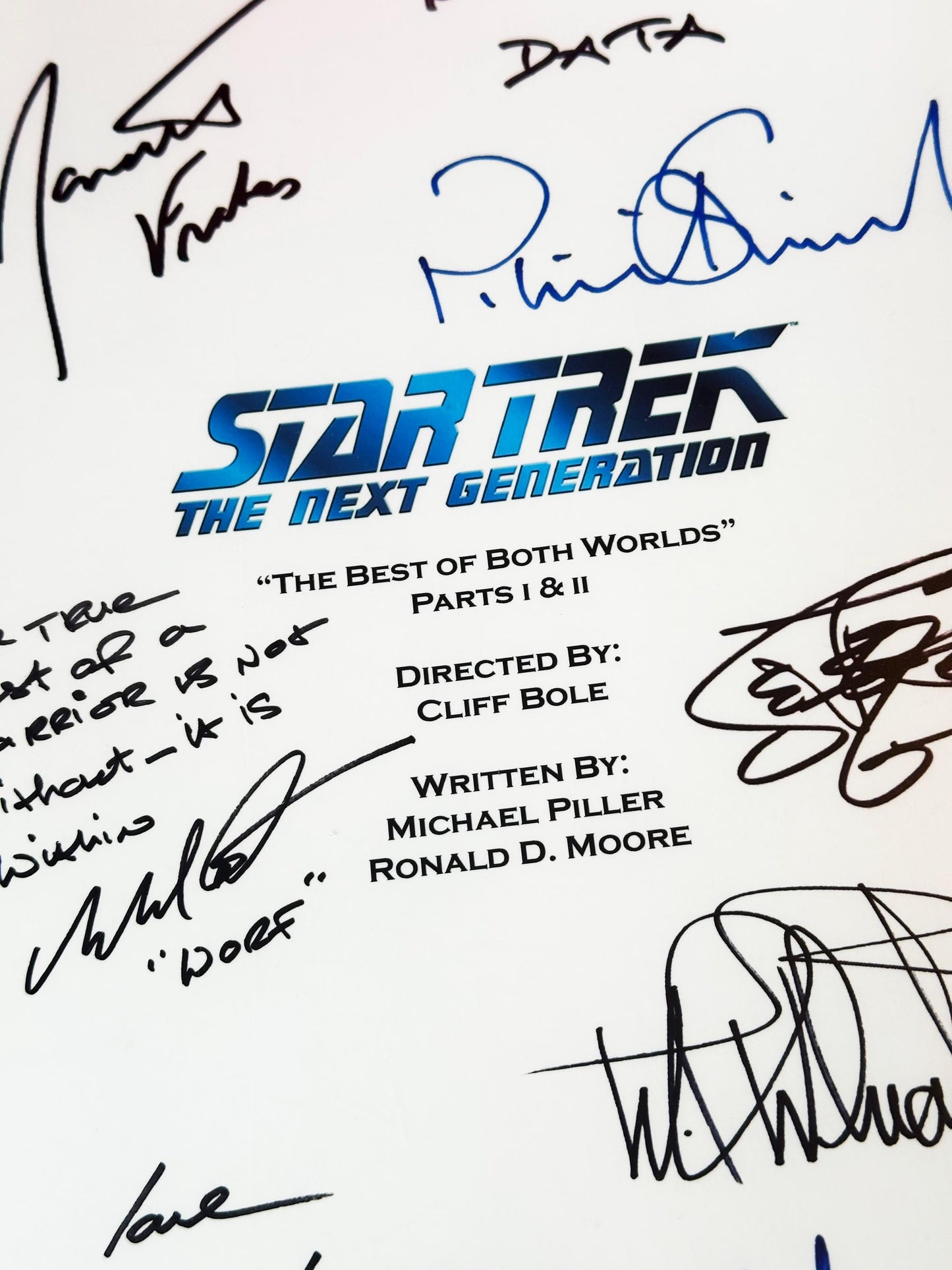 STAR TREK The Next Generation, The Best Of Both Worlds Part 1 & 2 Combined, Signed Script, Birthday Gift, Movie, Film, Screenplay, Picard