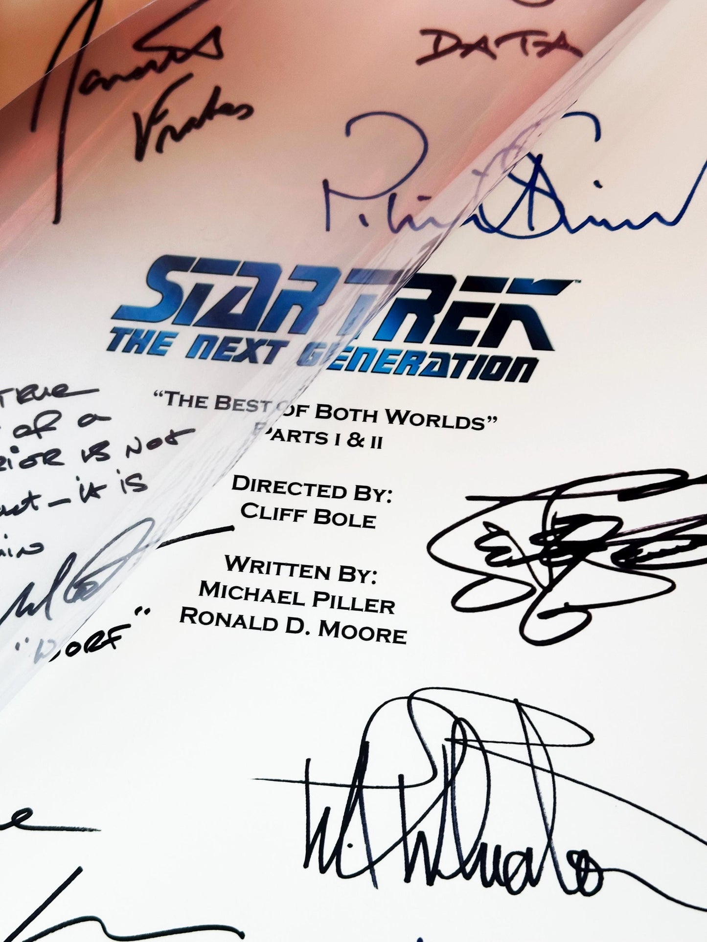 STAR TREK The Next Generation, The Best Of Both Worlds Part 1 & 2 Combined, Signed Script, Birthday Gift, Movie, Film, Screenplay, Picard